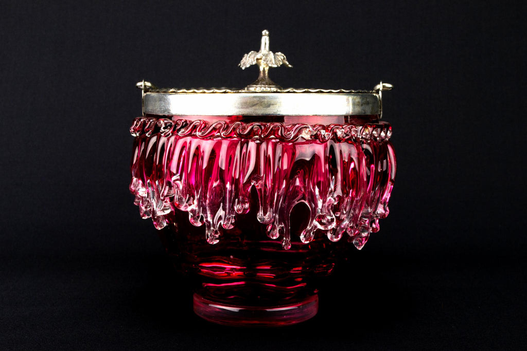 Cranberry Red Glass Ice Bucket, English Circa 1900