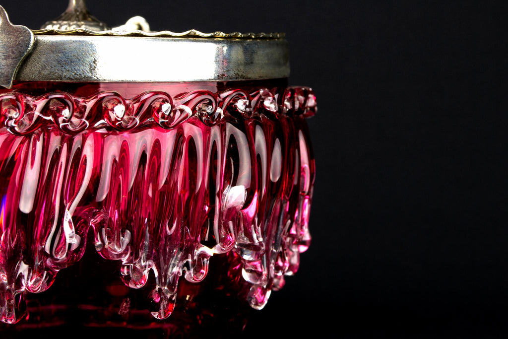 Cranberry Red Glass Ice Bucket, English Circa 1900