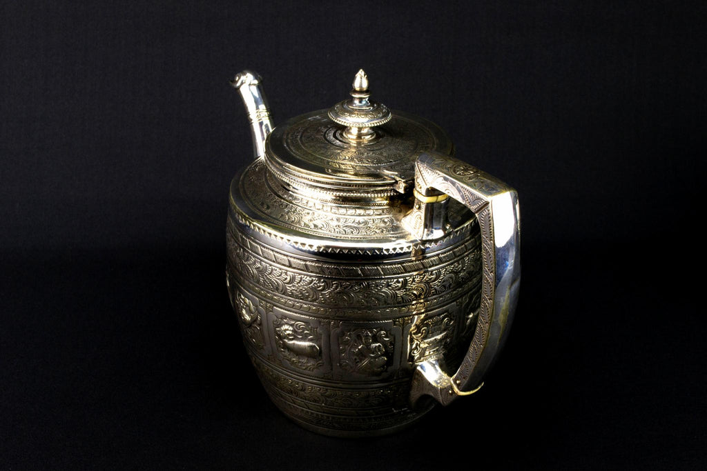 Silver Plated Zodiac Tea Set, English Late 19th Century