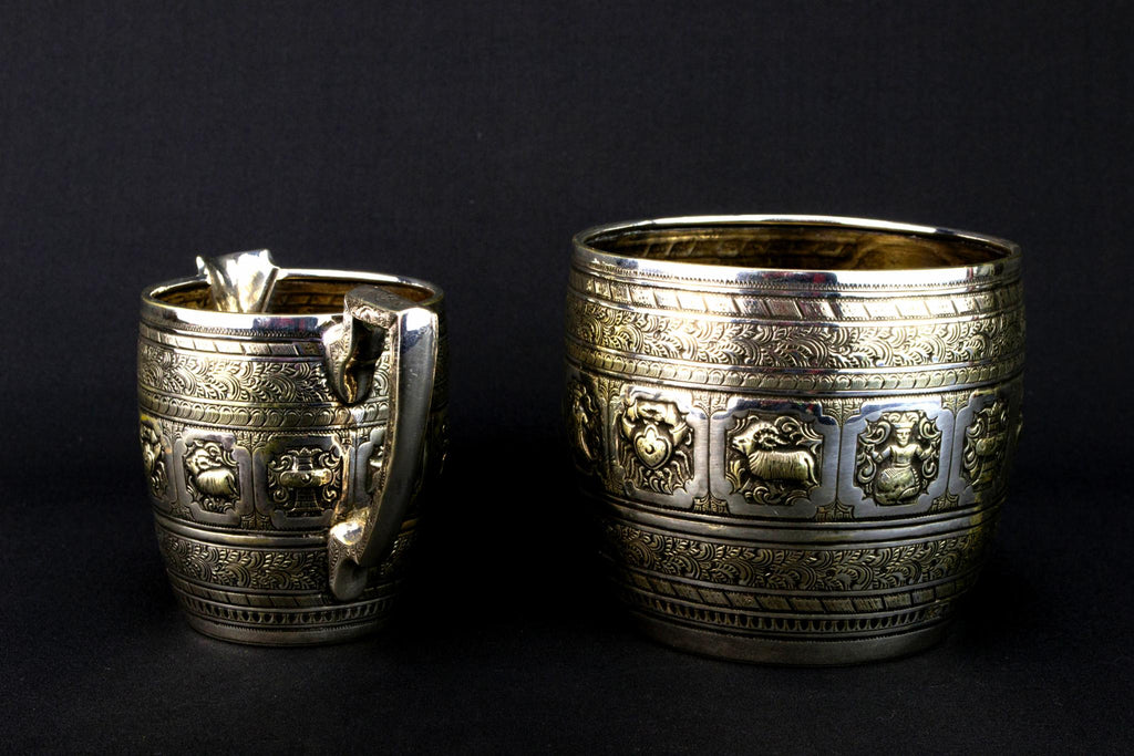 Silver Plated Zodiac Tea Set, English Late 19th Century