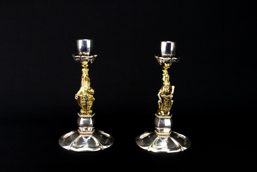 Sterling Silver Golden Jubilee Candlesticks, English 2007