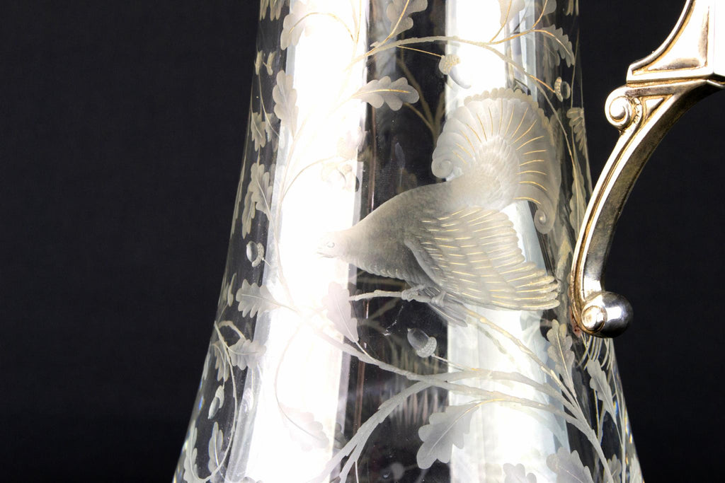 Sterling Silver & Glass Wine Carafe, English 2000