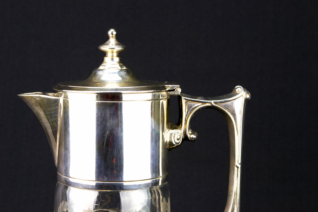 Sterling Silver & Glass Wine Carafe, English 2000