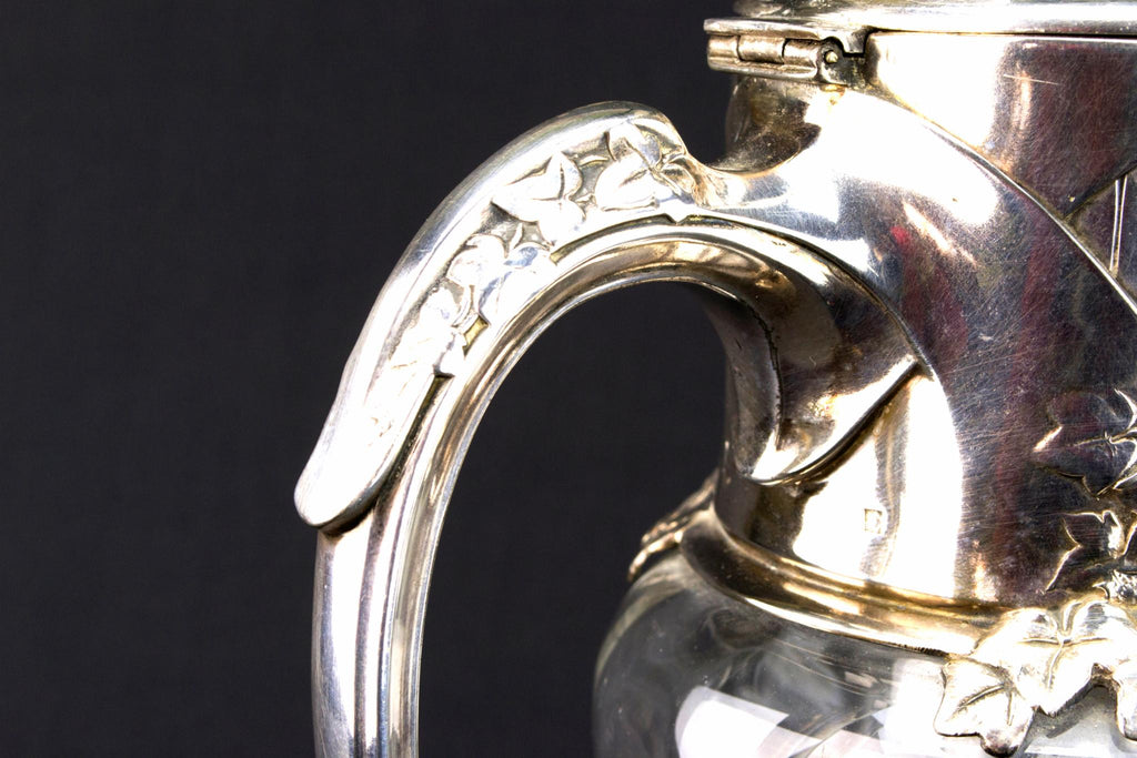 Art Nouveau Glass Carafe, French Circa 1900