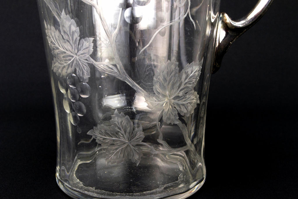 Art Nouveau Glass Carafe, French Circa 1900