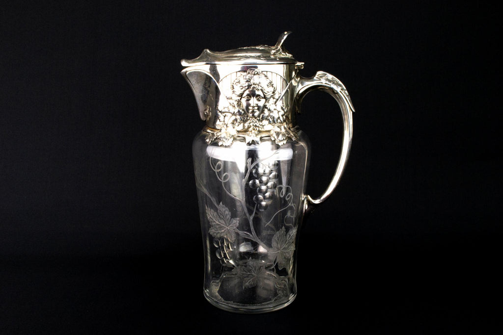 Art Nouveau Glass Carafe, French Circa 1900