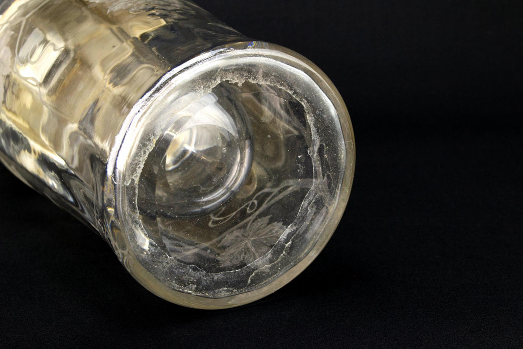Art Nouveau Glass Carafe, French Circa 1900