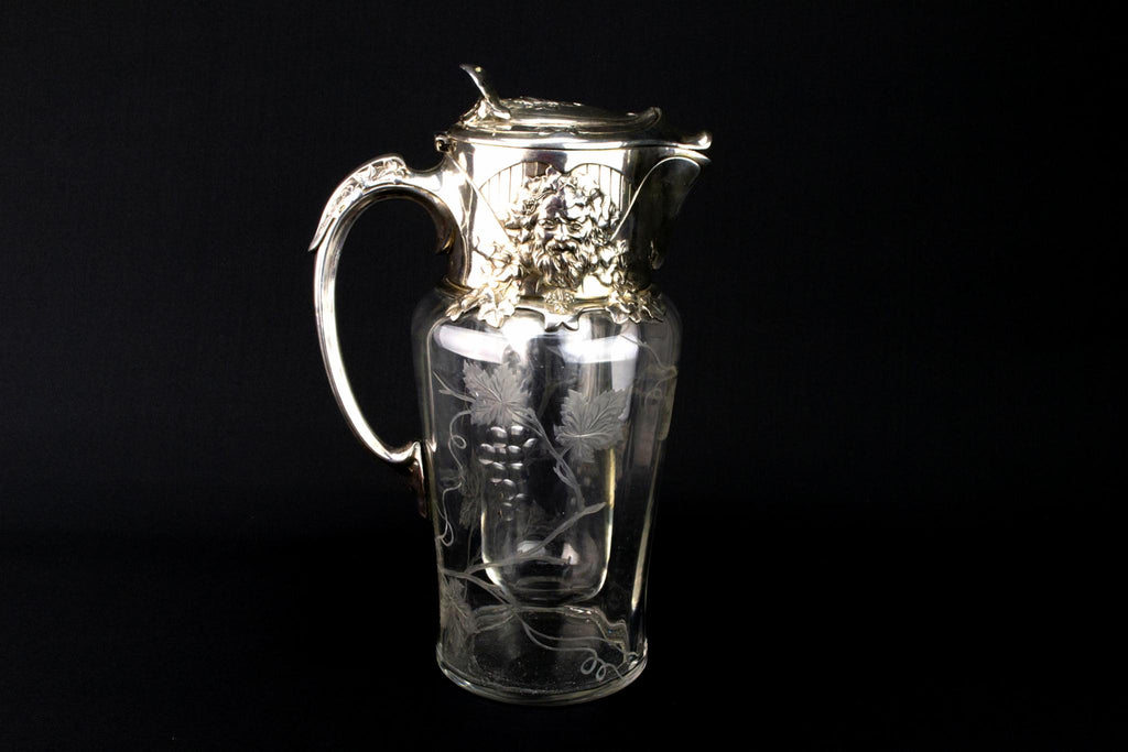 Art Nouveau Glass Carafe, French Circa 1900