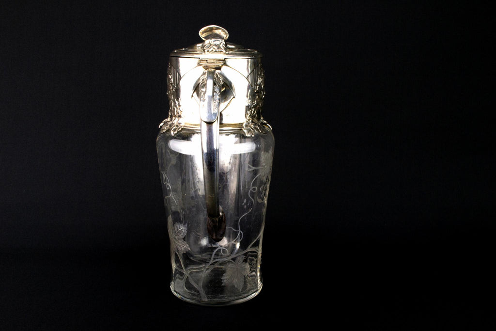 Art Nouveau Glass Carafe, French Circa 1900