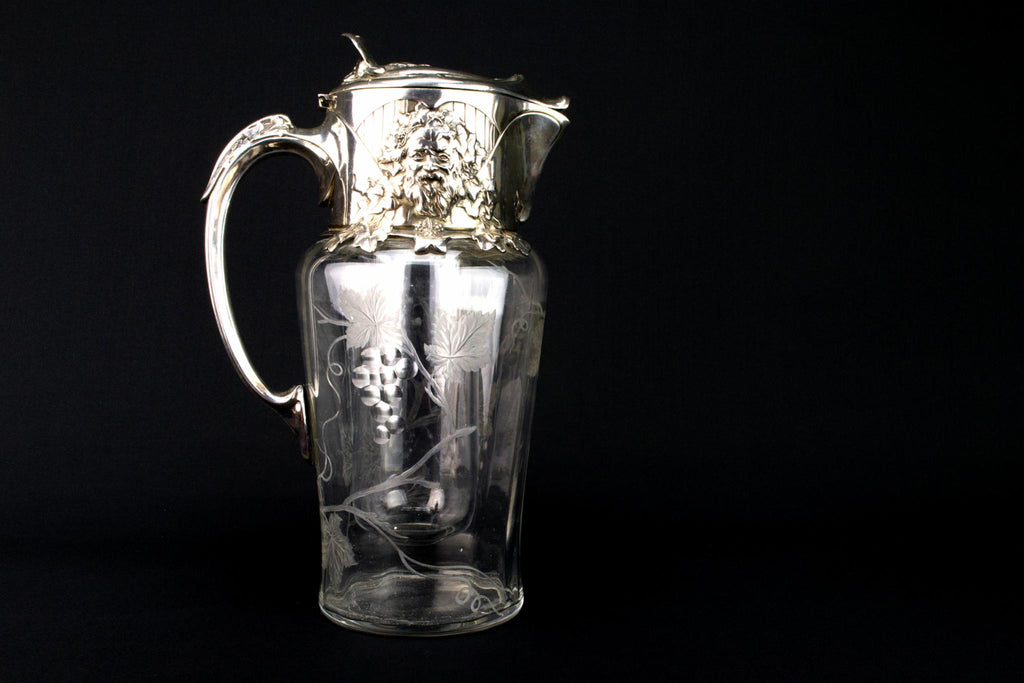 Art Nouveau Glass Carafe, French Circa 1900