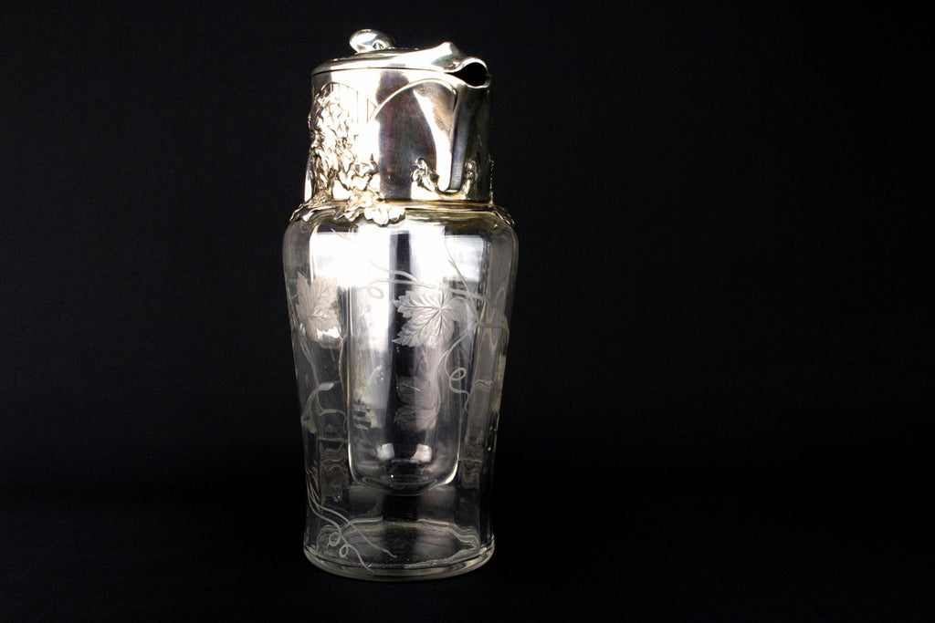 Art Nouveau Glass Carafe, French Circa 1900