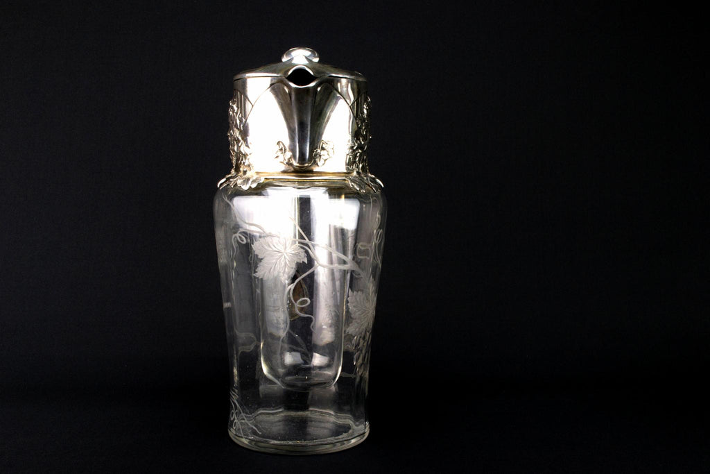 Art Nouveau Glass Carafe, French Circa 1900