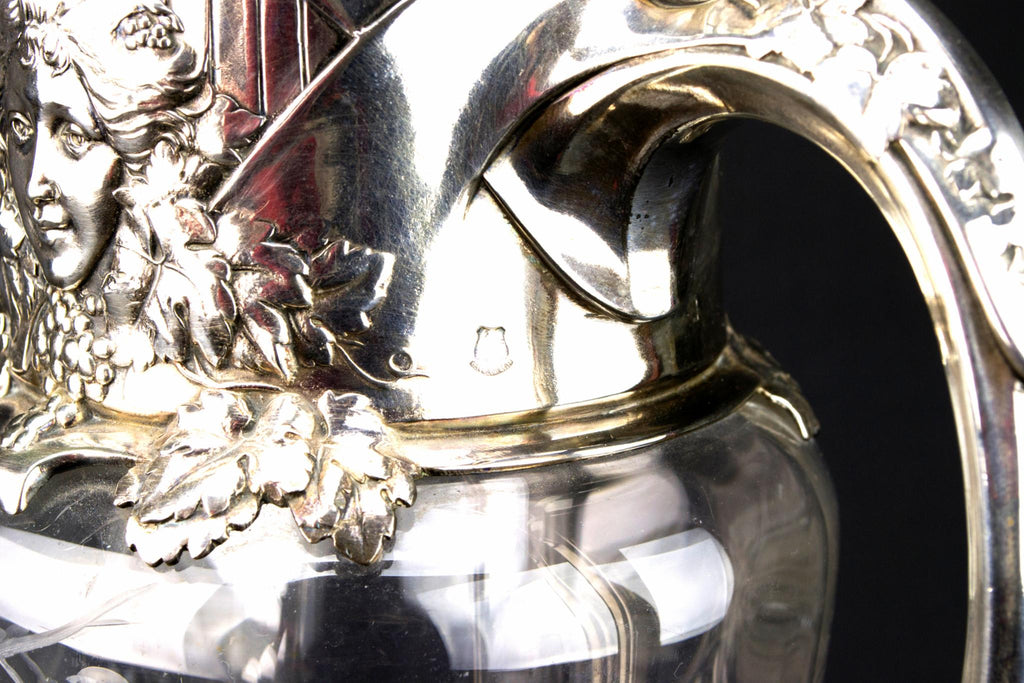 Art Nouveau Glass Carafe, French Circa 1900