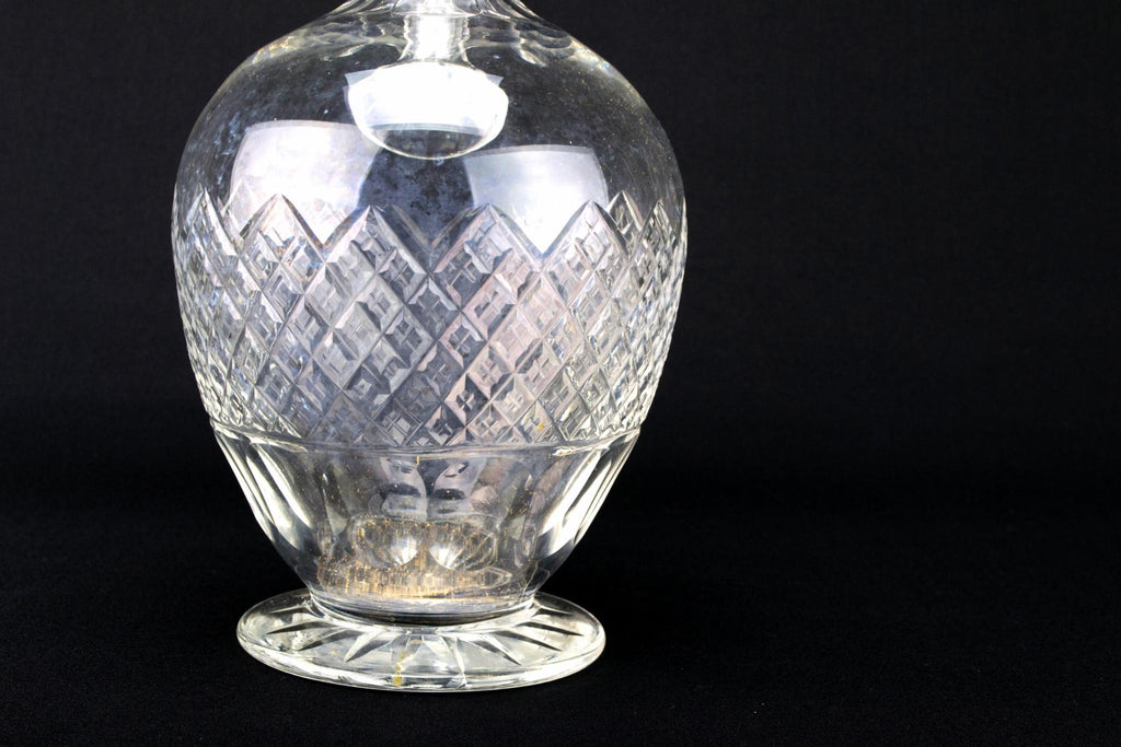 Cut Glass & Silver Wine Carafe, English 1908