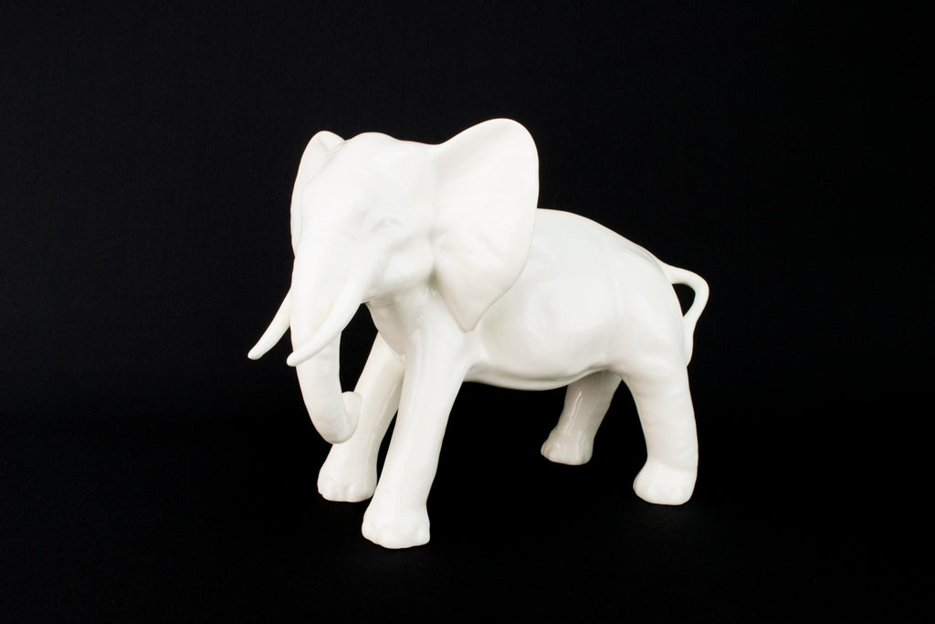 Large White Porcelain Elephant Sculpture