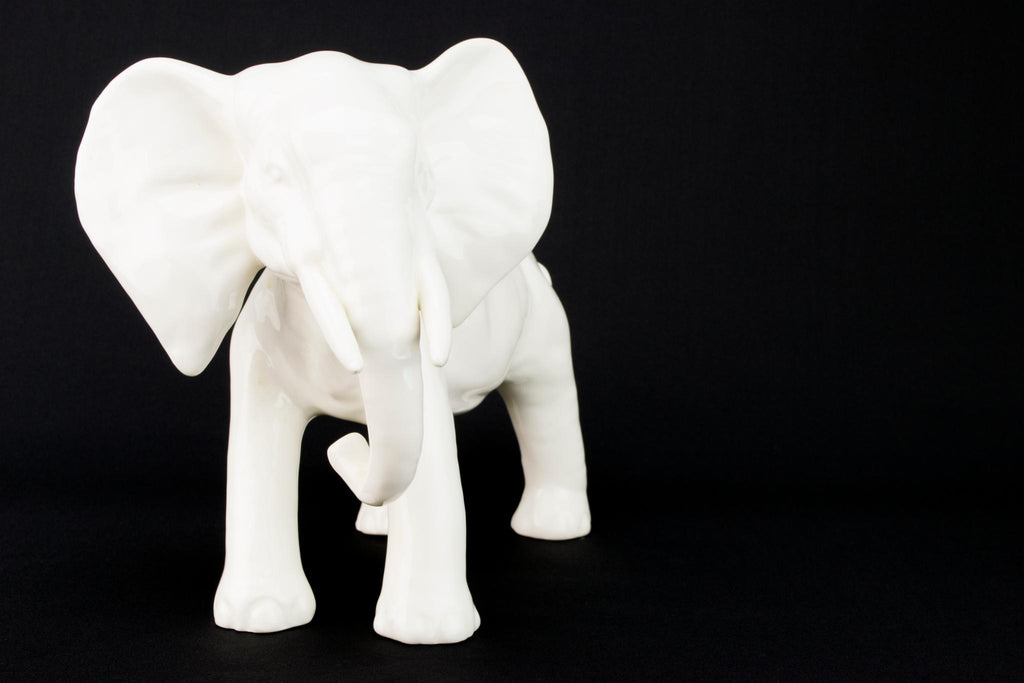 Large White Porcelain Elephant Sculpture