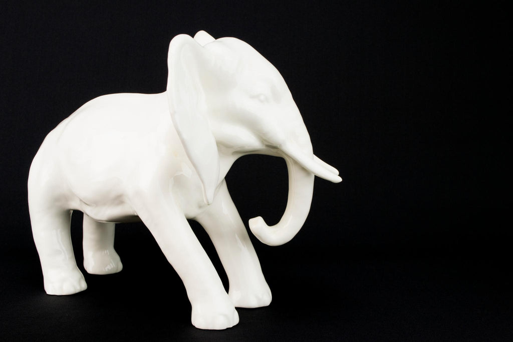 Large White Porcelain Elephant Sculpture