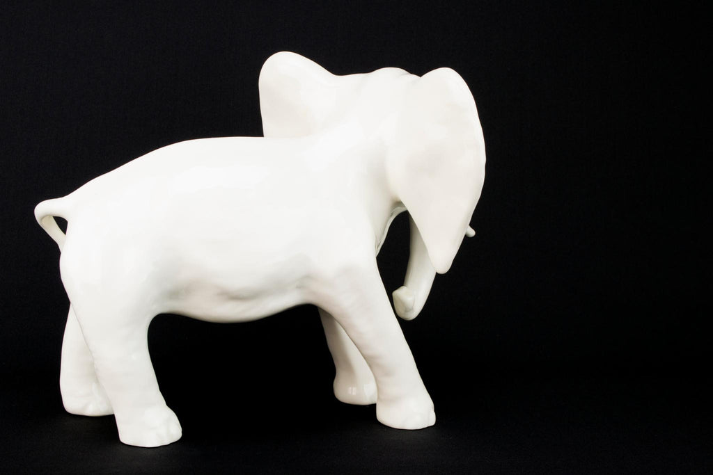 Large White Porcelain Elephant Sculpture