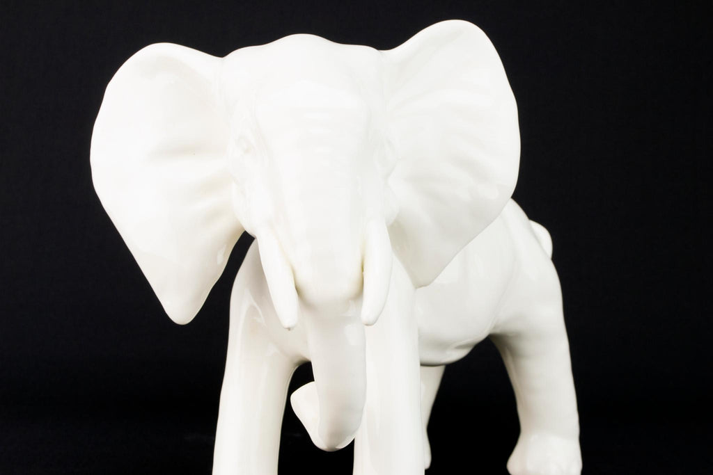 Large White Porcelain Elephant Sculpture