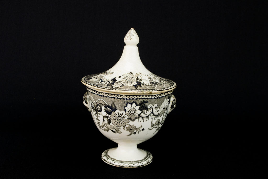 Black & White Sugar Bowl, English Circa 1800