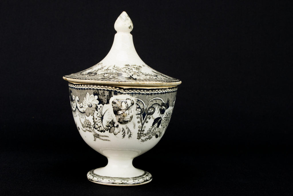 Black & White Sugar Bowl, English Circa 1800