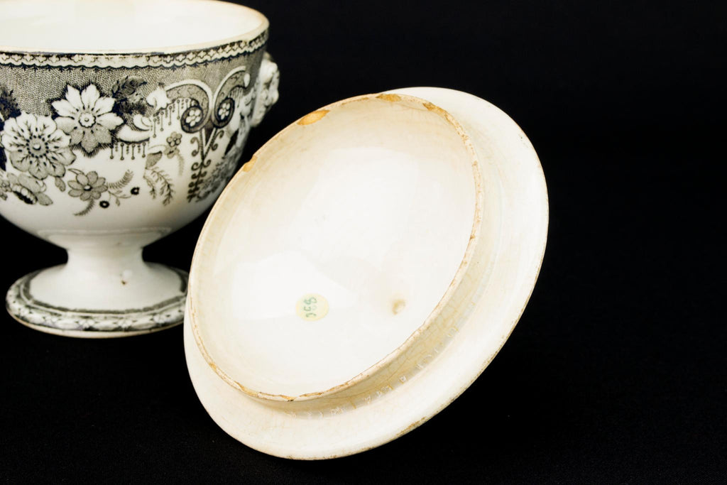 Black & White Sugar Bowl, English Circa 1800