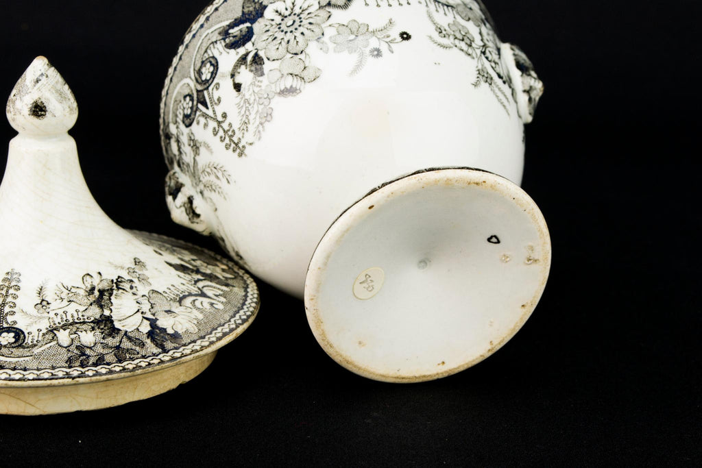 Black & White Sugar Bowl, English Circa 1800