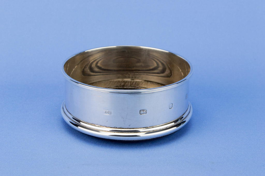 Sterling Silver Small Wine Bottle Coaster, English 1988