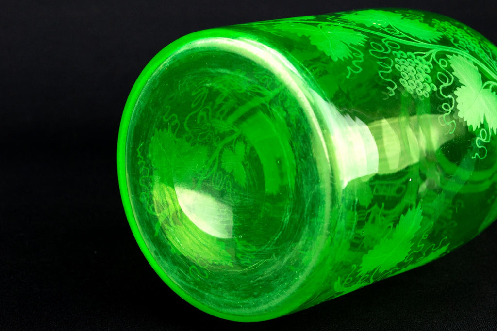 Green Glass Wine Decanter, English 19th Century