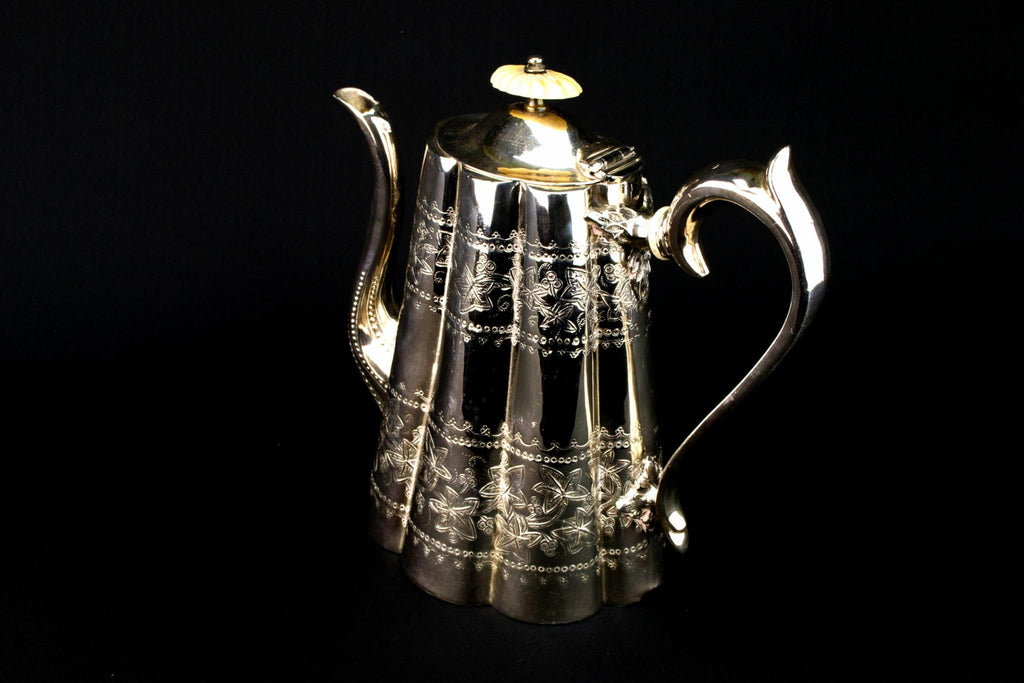 Silver Plated Aesthetic Movement Coffee Pot, English 1880s