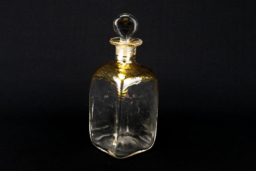 Small Gilded Whisky Glass Decanter, English Circa 1800