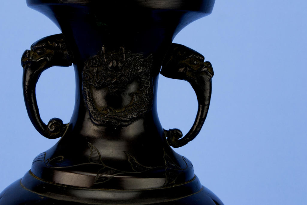 2 Bronze Baluster Vases, Japanese 19th Century