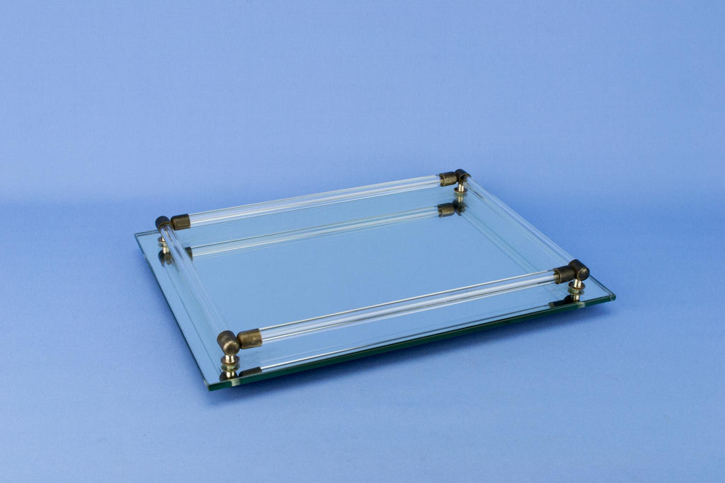 Art Deco Mirror Glass Tray, English 1930s