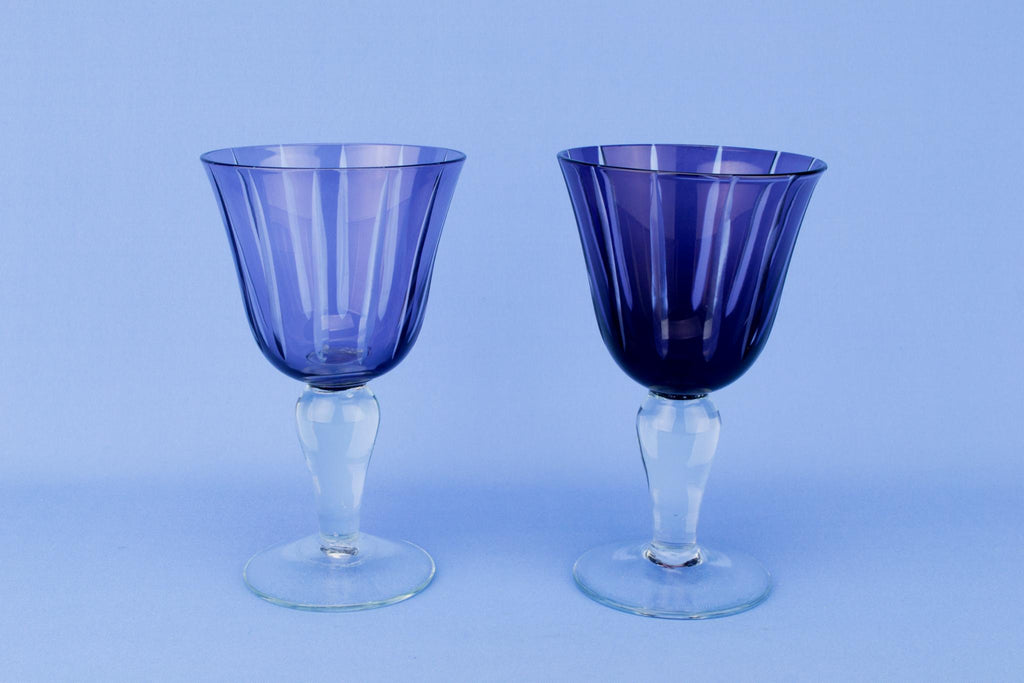 2 Amethyst Wine Glass Goblets
