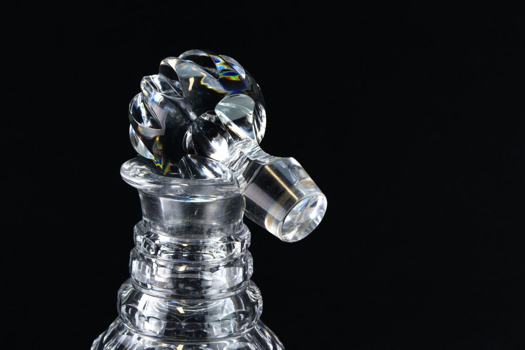 Cut Glass Glass Large Traditional Decanter, English 1930s