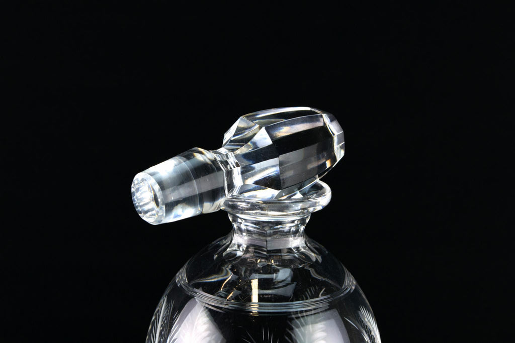 Small Cut Glass Decanter, English 1970s