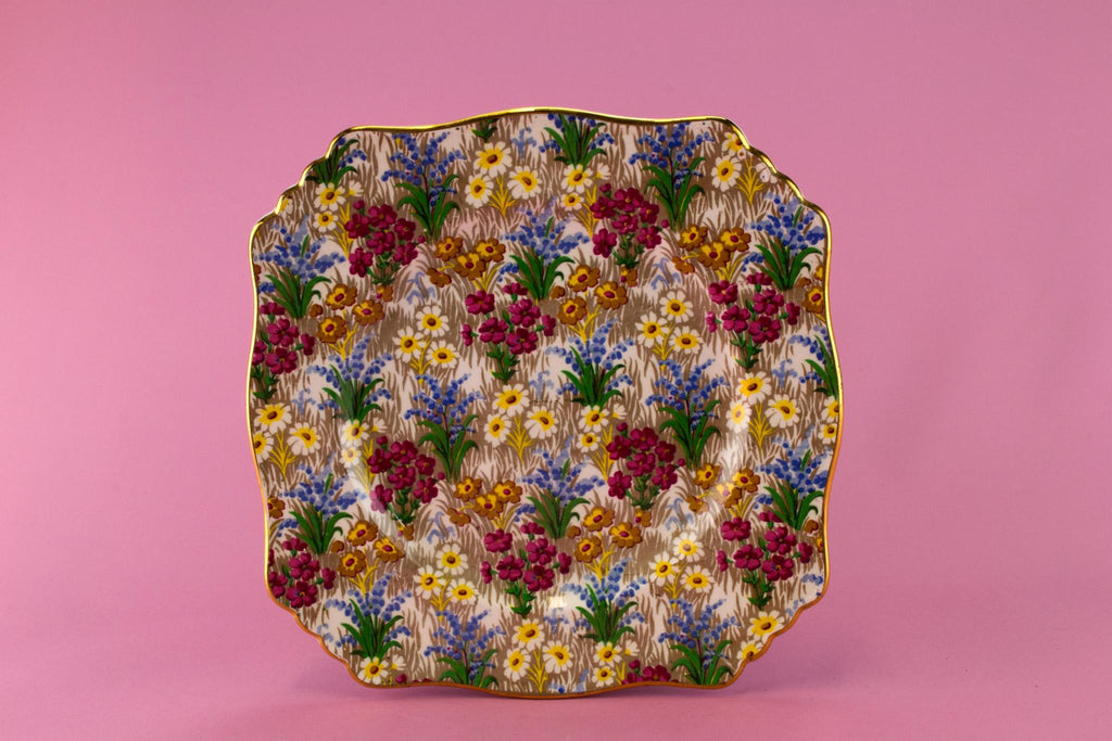 Chintz Cake Plate by Royal Winton, English Circa 1950