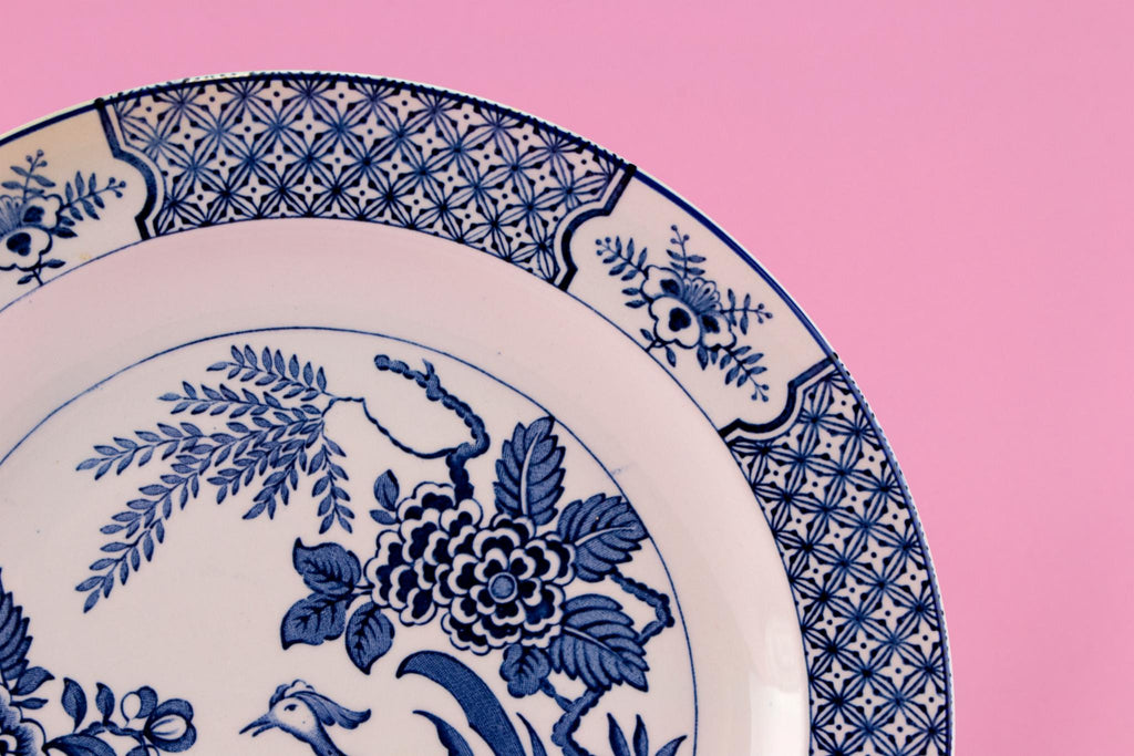 6 Blue and White Yuan Dinner Plates, English 1910s