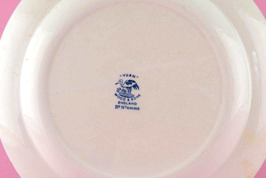 6 Blue and White Yuan Dinner Plates, English 1910s