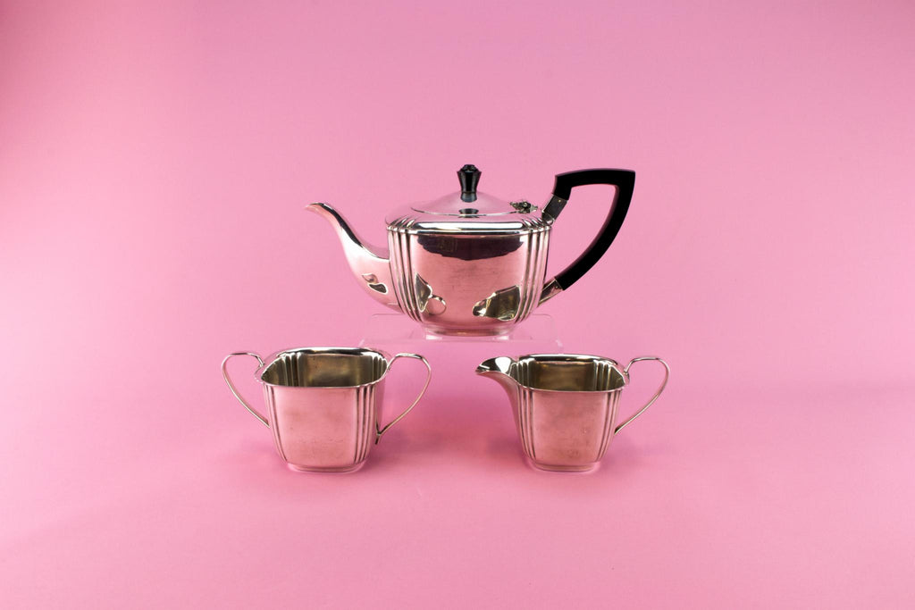 Silver Plated Medium Art Deco Tea Set, English Circa 1930
