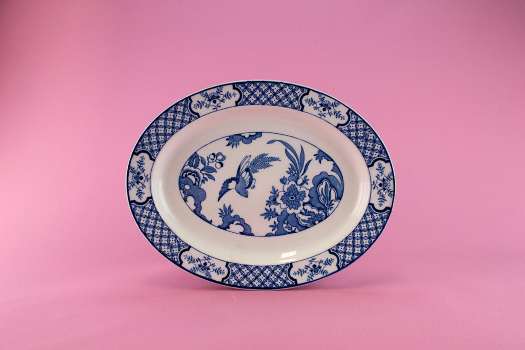 Small Blue & White Yuan Platter, English 1910s