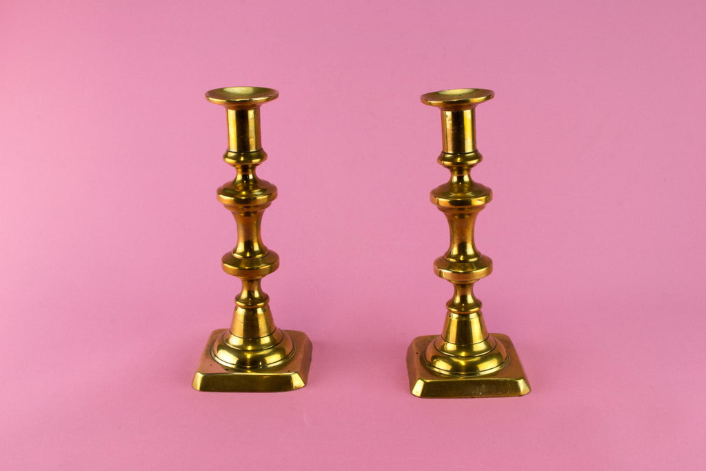 Pair Of medium Brass Candlestick, English 19th century