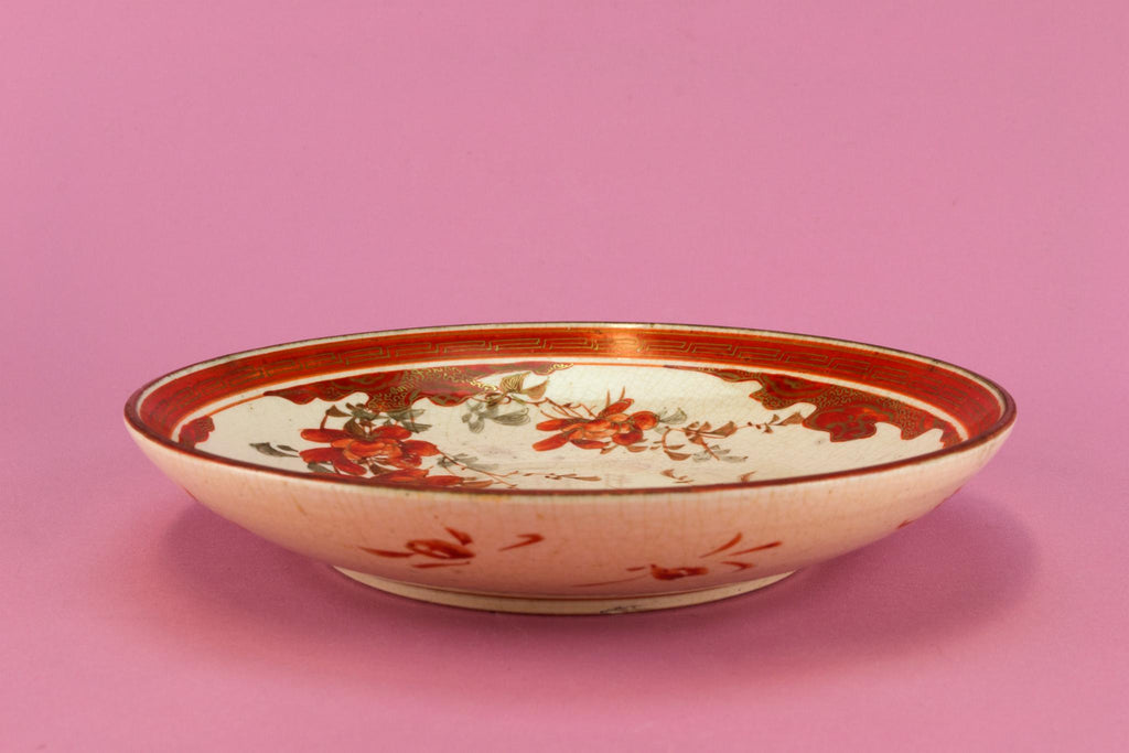 Red & Gold Kutani Plate, Japanese 19th Century