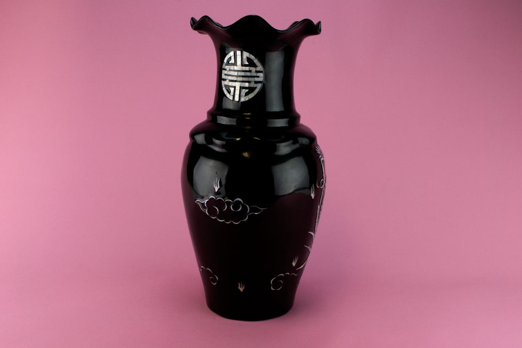 Black Dragon Mother of Pearl Vase