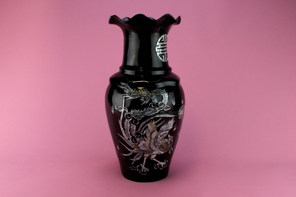 Black Dragon Mother of Pearl Vase