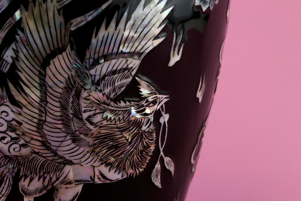 Black Dragon Mother of Pearl Vase