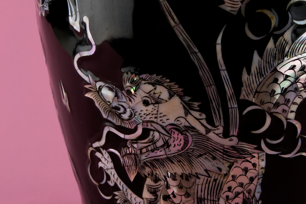 Black Dragon Mother of Pearl Vase
