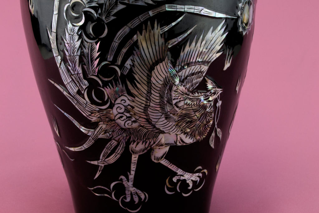 Black Dragon Mother of Pearl Vase