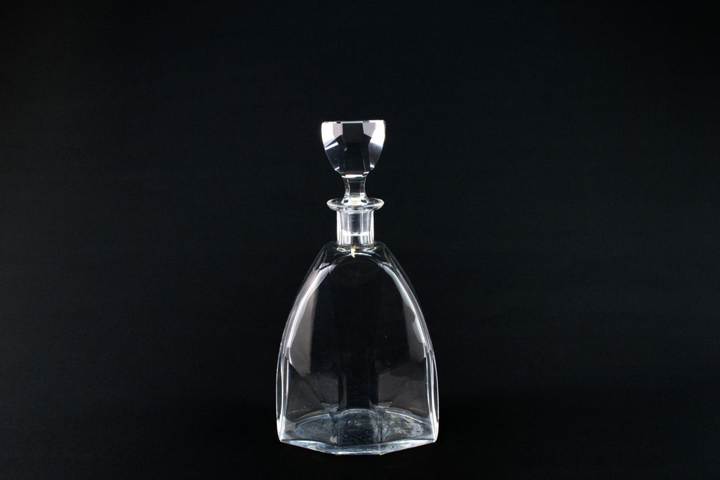 Art Deco Whisky Decanter in Cut Glass, English 1930s