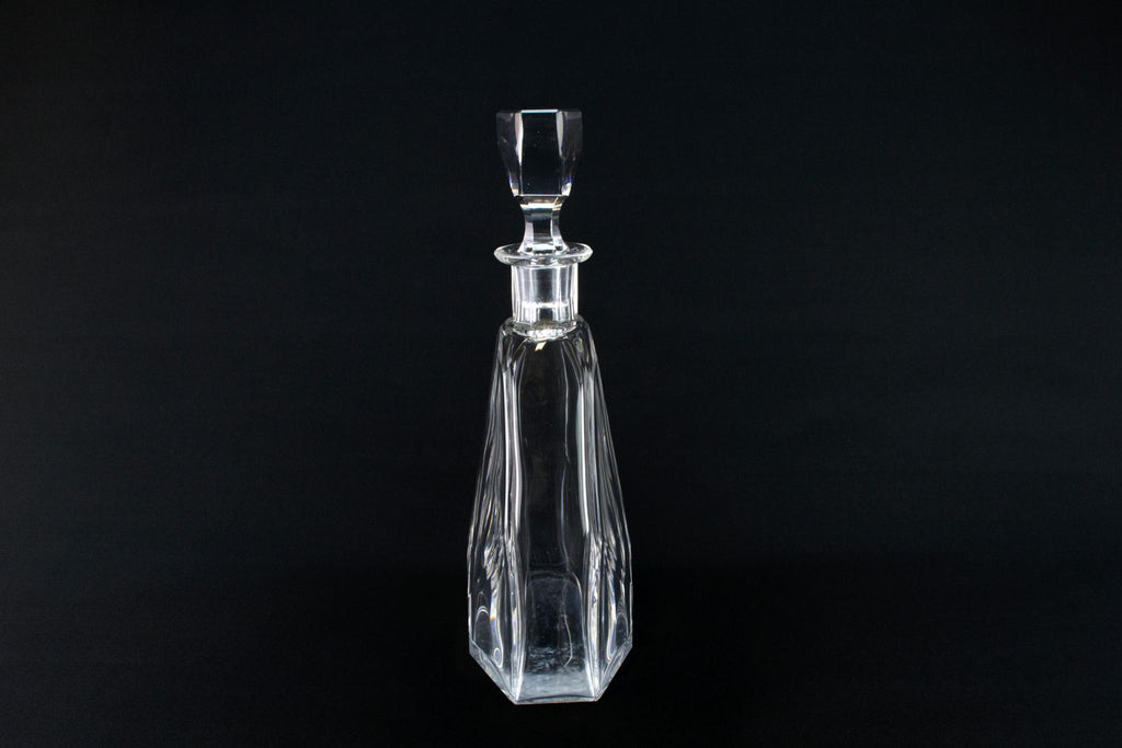 Art Deco Whisky Decanter in Cut Glass, English 1930s
